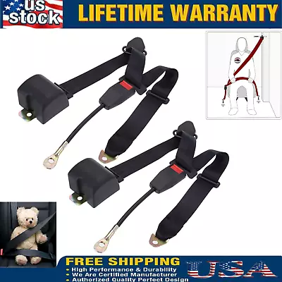 2x Retractable 3 Point Safety Seat Belt Straps Car Vehicle Adjustable Belt Kit U • $43.48