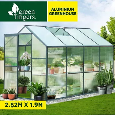 Greenfingers Greenhouse Aluminium Polycarbonate Green House Garden 2.52x1.9M • $399.95