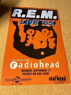 $8.99 • Buy R.E.M. Radiohead 1995  Monster Tour Cardstock Concert Poster 12 X18 