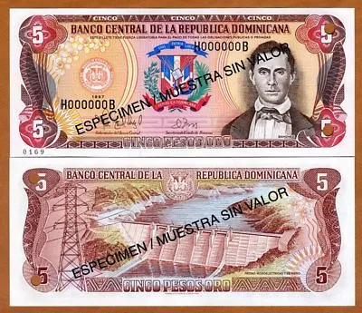 Specimen Dominican Republic 5 Pesos Oro 1997 P-152s2 UNC • $16.14