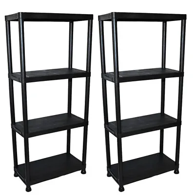 2x Plastic Storage Shelves 4 Tier Shelving Home Garage Rack 133x60x30 Ukdc • £39.98