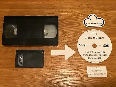 VHS Tape To DVD & Digital File Conversion Service Video Tape Transfer 8mm MiniDV • $19.99