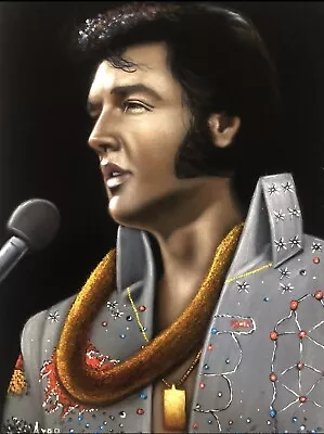 Elvis Presley The King Black Velvet Original Oil Painting Handpainted Signed Art • $185