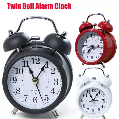 Twin Bell Alarm Clock Vintage Retro Loud Clocks Battery Bedside Desk Analogue AU • $6.63