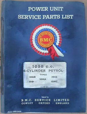 BMC 1098cc 10AB 10CG 10D 10MC & 10MA Power Unit Service Parts List Morris Minor • $37.29