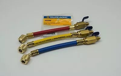 Yellow Jacket 25980 3-PAK Ball Valve Hose RYB 9  Extensions For HVAC Charging • $117.81