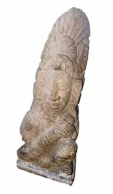 Old Carved Stone Mayan Aztec Mexican Central American Warrior 10”x3”x4” • $199.99