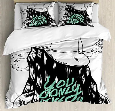 YOLO Duvet Cover Set Girl With A Backwards Hat • £41.99