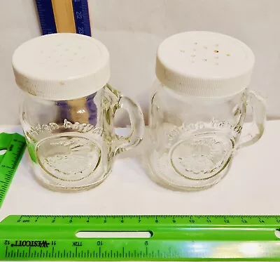 2 X SALT & PEPPER SEASONING SHAKERS * 1 PAIR Of CLEAR GLASS MASON JAR MUGS • $5