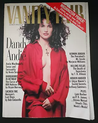 Vanity Fair Magazine March 1993 Andie MacDowell Vernon Jordan B34:1275 • $11.96