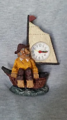 VINTAGE OLD MAN At SEA SAIL BOATING DESK CLOCK • $17.76