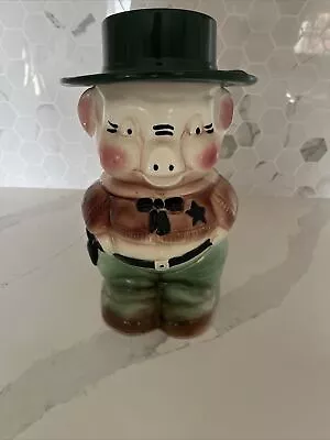 Vintage Pig Sheriff RRP Roseville Pottery VG Cond Cookie Jar Whimsical • $99.99