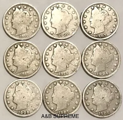 Liberty Head V Nickel With Dates 9 Per Lot Grab Bag • $15.89