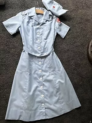 American Red Cross Vintage 1950s Uniform Volunteer Nurse’s Dress W/Hat And Patch • $99.99