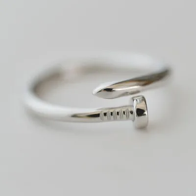 925 Sterling Silver Plated Simple Minimalism Adjustable Rings Fashion Jewelry • £4.49