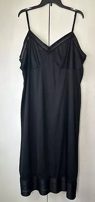 Vintage Lorraine Black Nylon Full Slip Adjust Lace Lingerie Women’s Size 42” • $22