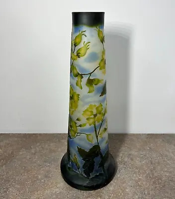 $500 • Buy Emile Galle Art Nouveau Translucent Glass Vase _ 14 Inches Tall Es101