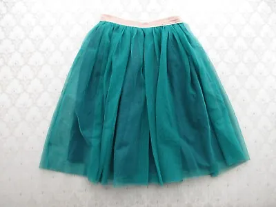 Gymboree Girl's Teal Lined Tulle Skirt W/Metallic Rose-Gold Accent Waist Sz 5/6 • $15.29