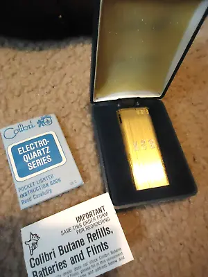 VTG Colibri Pocket Lighter Electro Quartz Gold Tone W/Box And Booklet Engraved • $14