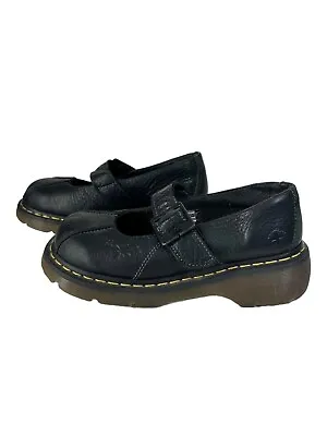 VTG Dr. Doc Martens Sz 8 Black Daisy Embossed Leather 12277 Platform Mary Janes • $169