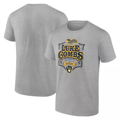 Luke Combs X Milwaukee Brewers Sport Gray Graphic T-Shirt • $10.99