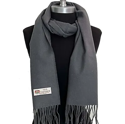 New Men's Winter Warm 100% CASHMERE Scarf SOLID Gray Made In England SOFT UNISEX • $10.50