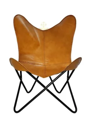 $219.24 • Buy Genuine Brown Leather Butterfly Chair – Home & Living Room Décor Chair PL2-228