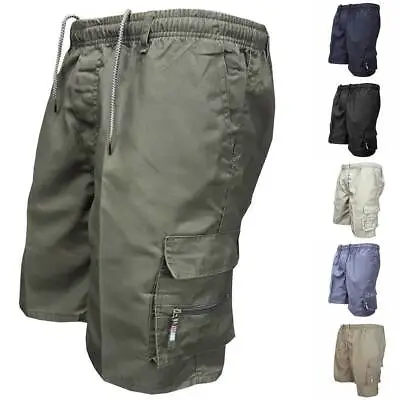 $4.99 • Buy Mens Cargo Pockets Shorts Pants Elastic Waist Drawstrings Casual Short Trousers