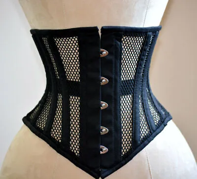 Mesh Corset Steel Boned Corset Womens Underbust Corset Waist Trainer Corset • £14.99