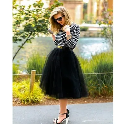 Custom 6 Layer Midi Tulle Skirt American Apparel Tutu Skirts Womens Petticoat • £11.92