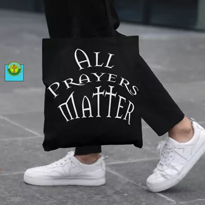 AOP Tote Bag Black  All Prayers Matter  In 3 Sizes • $26.99
