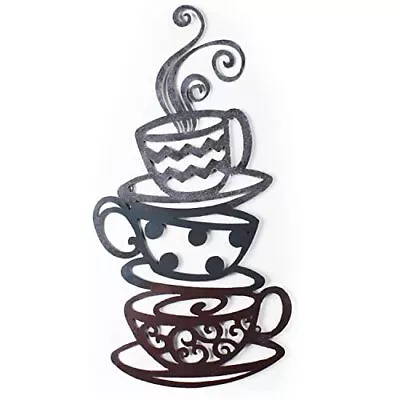 Metal Coffee Cups Wall Art Coffee Decor For Kitchen • $44.61