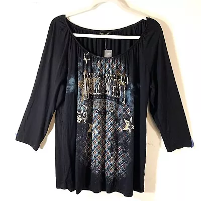 Vanilla Sugar Sz L Wild West Cowgirl Long Sleeve Rhinestone Tunic Top NWT • $18