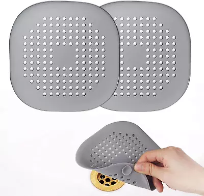 Hair CatcherSquare Drain Cover For Shower Silicone Hair Stopper With Suction Cu • £13.41