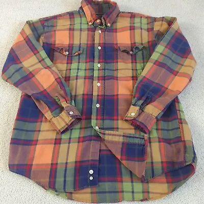 J Crew Shirt Men Medium Plaid Long Sleeve USA Colorful Madras Vintage 90s • $22