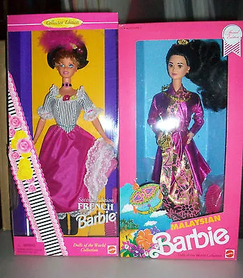Lot Of 2 French & Malaysian Special Edition Barbie Dolls Of The World • $88.99