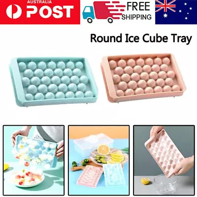 Ice Cube Tray With Lid  33 Grids Ice Ball Maker Mould Round Easy Release AU • $9.49