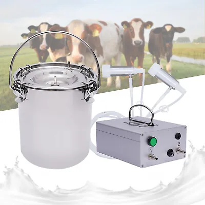 5L Dual Head Sheep Goat Cow Milking Machine Vacuum Impulse 304 Steel Pump Milker • $105