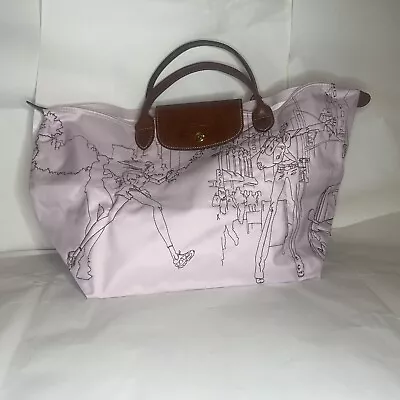 Longchamp Le Pilage Limited Edition Embroidered Bag Pink New Without Tags • $95
