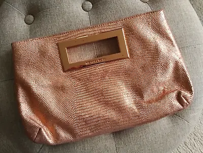 MICHAEL Michael Kors Rose Gold Berkley Clutch Bag Purse Textured Reptile Leather • $139