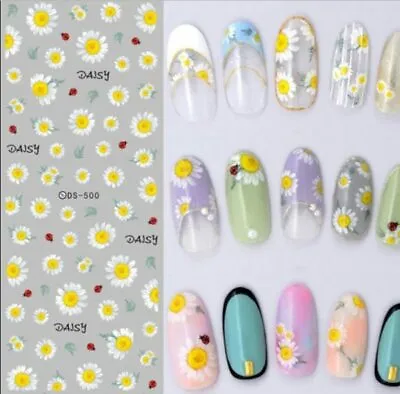 Nail Art Water Decals Transfers Stickers Spring Daisy Daisies Flowers (DS500) • £2.55