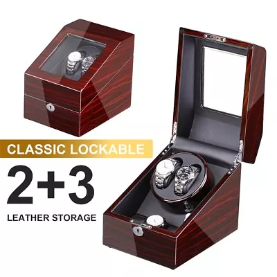 Luxury Leather Automatic 2 Watch Winder With 3 Storage Case Display Case Box • $109.99