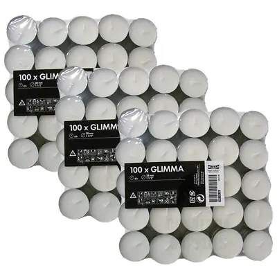 IKEA Glimma 100 Tea Light Candles Unscented White 38mm Wax Tealight 4 Hours • £11.80