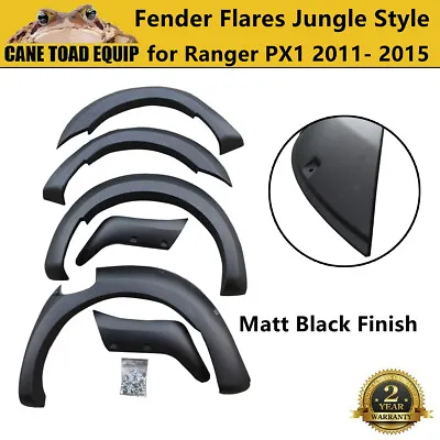 Fender Flares Jungle Style Matte Black 6 PCS Suit Ford Ranger 2011-2015 PX1 Whee • $219.95