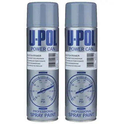 £13.49 • Buy 2x U-Pol Etch Primer Spray Grey Power Can  Direct To Metal Anti-Corrosive 500ml