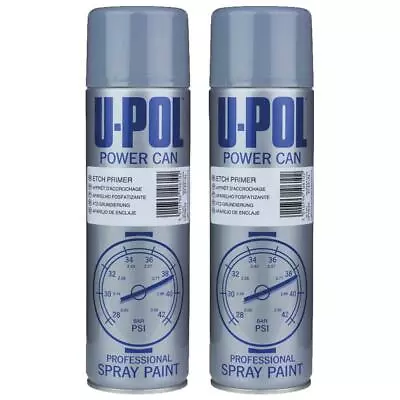 £13.49 • Buy 2x U-Pol Etch Primer Spray Grey Power Can  Direct To Metal Anti-Corrosive 500ml