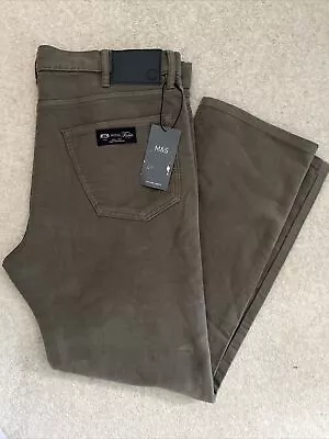 M&S MENS ITALIAN MOLESKIN REGULAR FIT MOLE BROWN TROUSERS Waist 38” Leg 31” Bnwt • $37.34