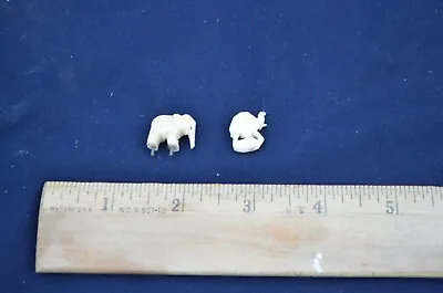 Vintage Miniature Dollhouse Artisan Hand Carved Elephants Lot Of 2 Bovine Bone • $39.99