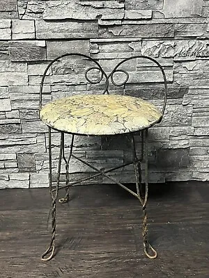 Vtg Black Wrought Iron Twisted Metal Vanity Ice Cream Parlor Stool Mid Century • $45