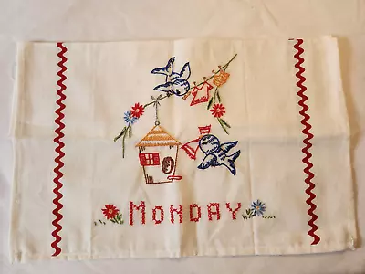 Complete Vintage Days Of The Week Dish Tea Kitchen Towels Unused Bluebirds Cute • $35